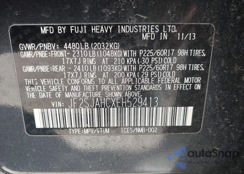 2014 Subaru Forester 2.5I Limited z USA, uszkodzony, nr VIN JF2SJAHCXEH529413